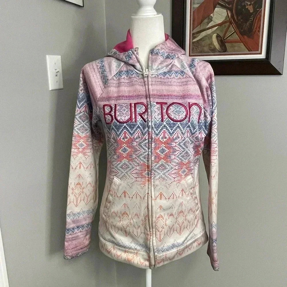 Burton W Peak Colombo Aztec Full Zip Hoodie Sweatshirt Pockets Women's Sz M - Picture 1 of 4